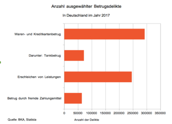 Verschiedene Betrugsdelikte im Jahr 2017 in Deutschland