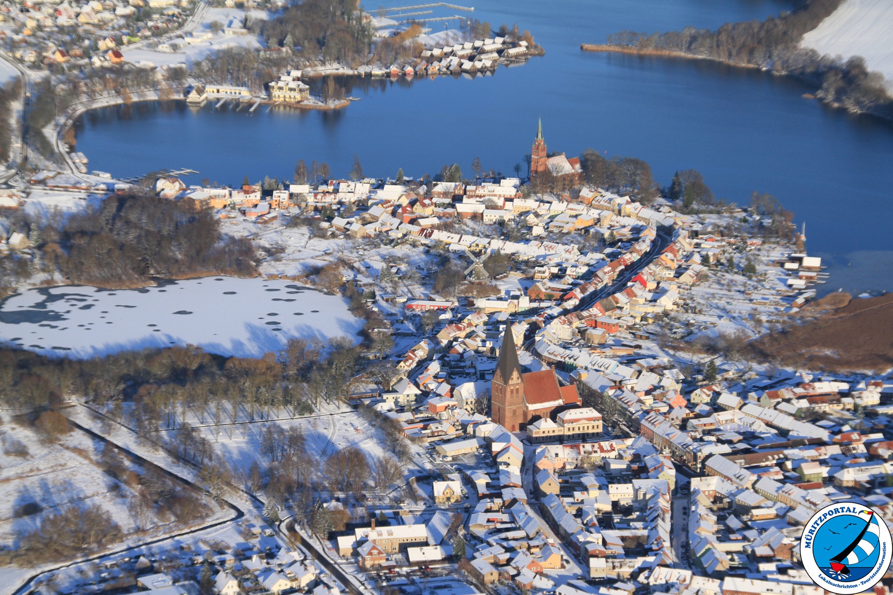 Winter Luftbild Röbel/Müritz