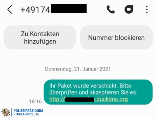 SMS mit Virus