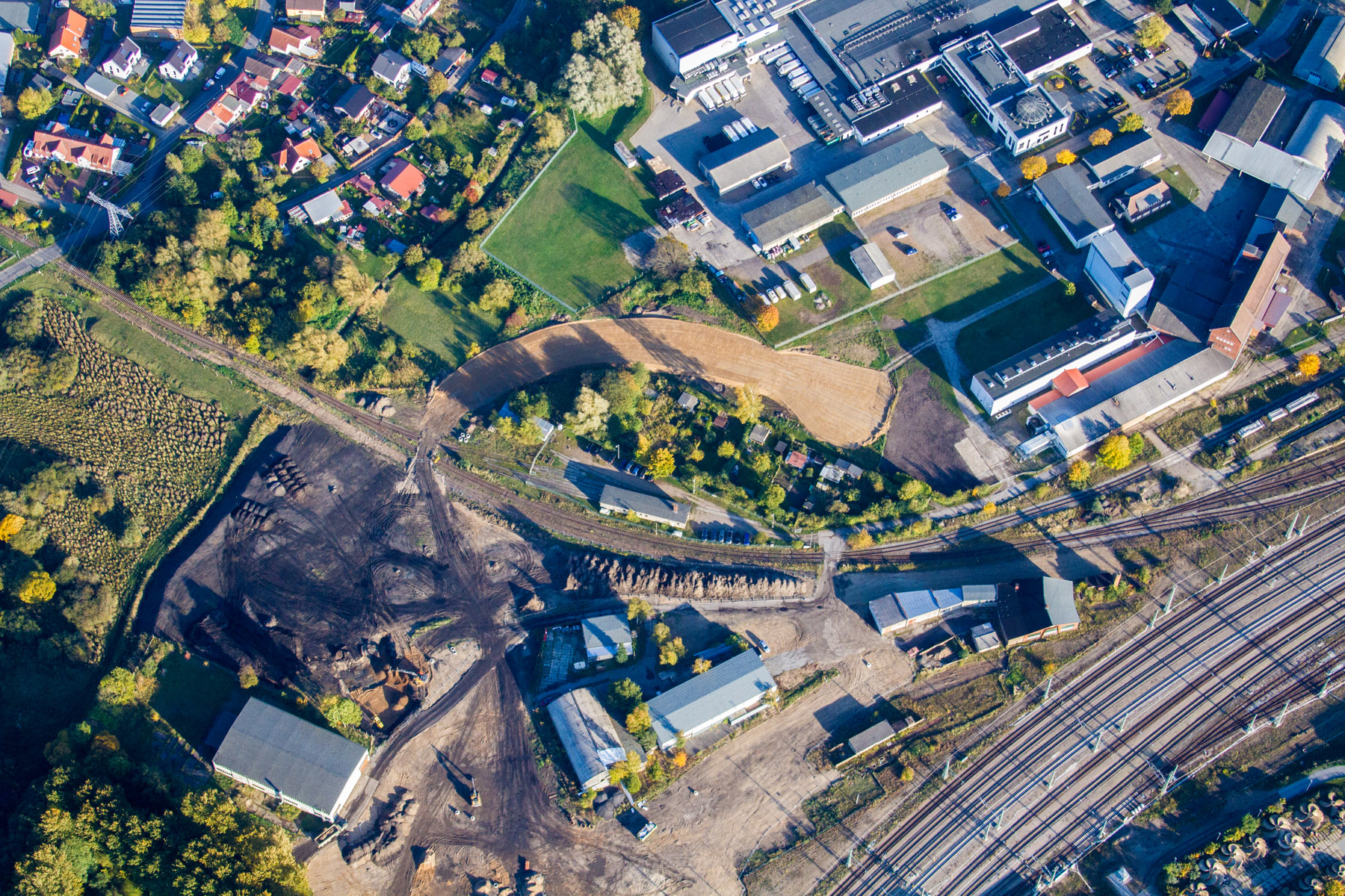 Gewerbegebiet des ehemaligen Bahnbetriebsgeländes von Waren (Müritz)